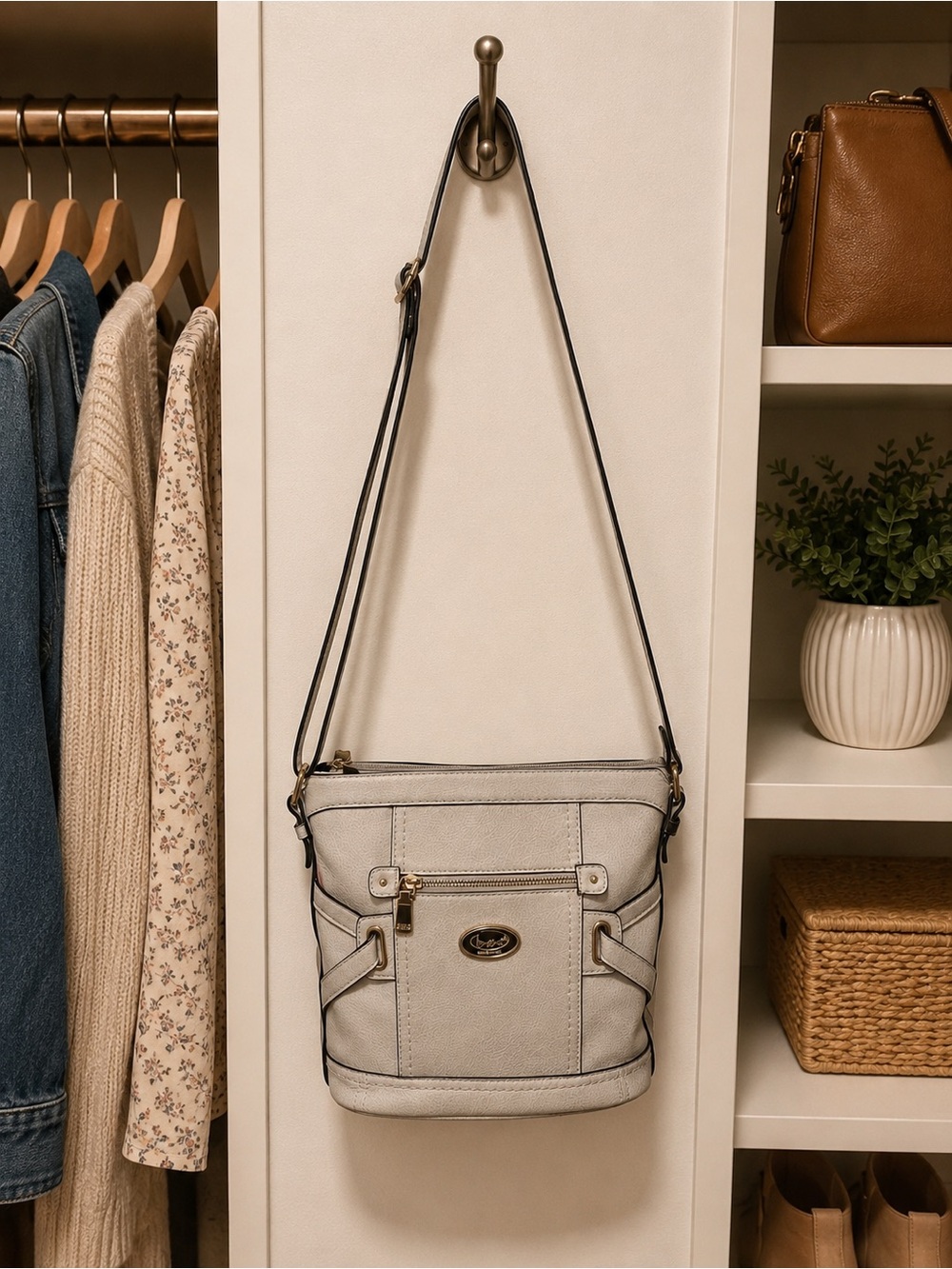 b.o.c Born Concepts Light Gray Crossbody Shoulder Bag